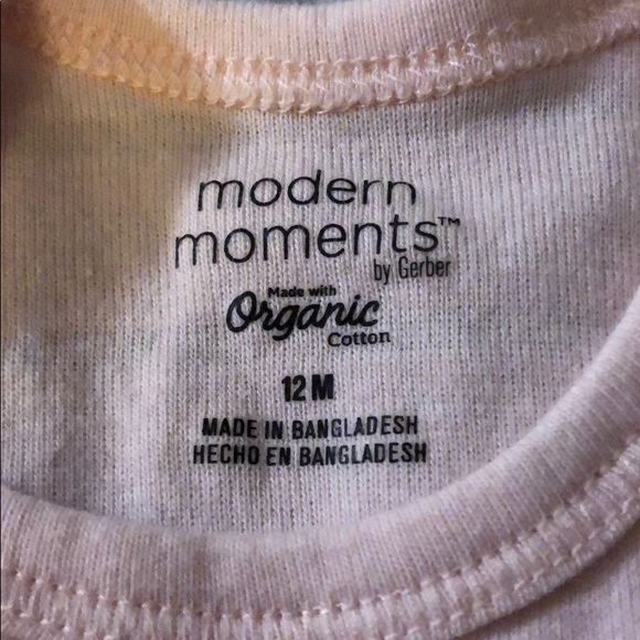 12M Onsies- Pink with Beige horizontal stripes - Picture 2 of 4